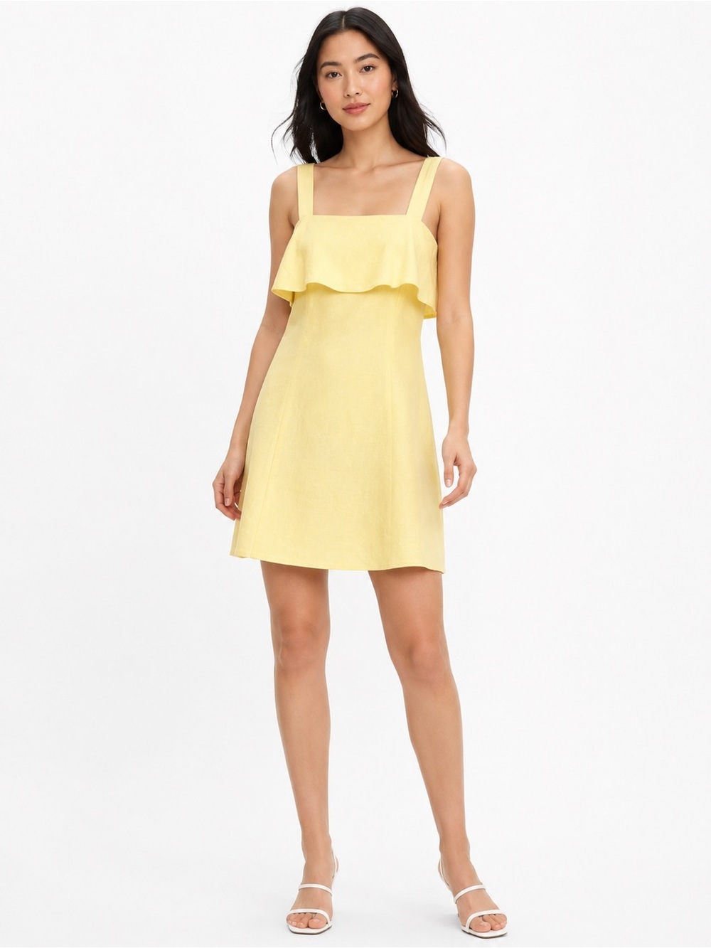 Banana Republic Yellow Linen Blend Ruffle Mini Dress NWT Size 2